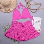 rose red crochet beach set